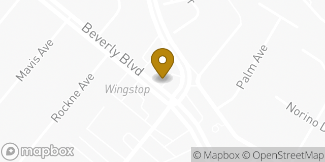 Map showing the location of Starbucks in Whittier, CA 90601