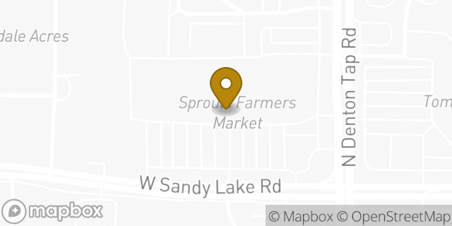Map showing the location of Sprouts Farmers Market in Coppell, TX 75019