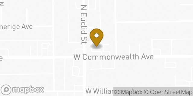 Map showing the location of AutoZone in Fullerton, CA 92832