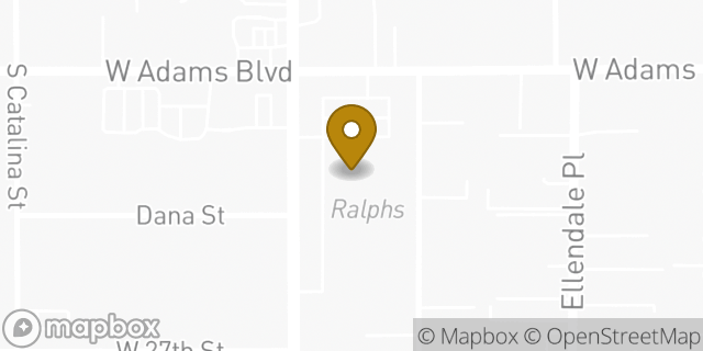 Map showing the location of Starbucks in Los Angeles, CA 90007