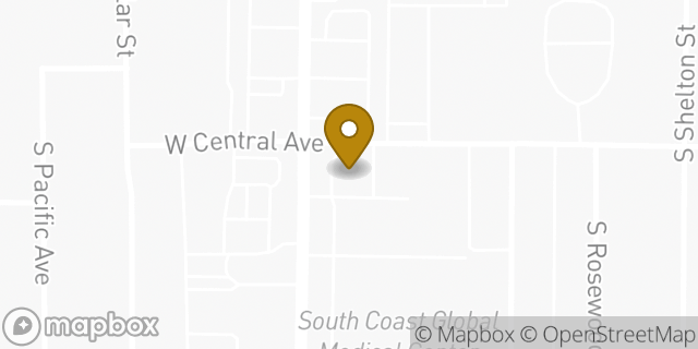 Map showing the location of AutoZone in Santa Ana, CA 92704
