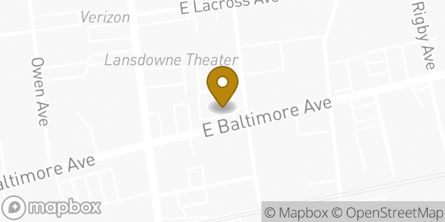 Map showing the location of Dunkin' in Lansdowne, PA 19050
