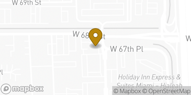 Map showing the location of Bank Of America in Hialeah, FL 33016