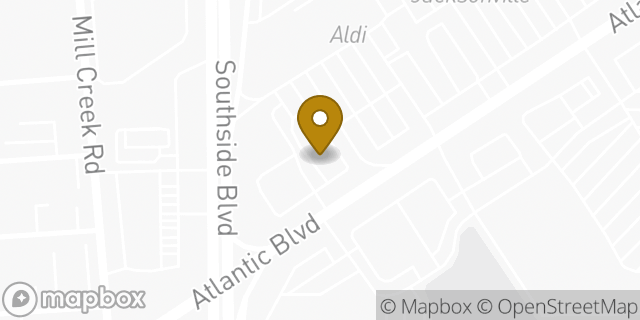 Map showing the location of Starbucks in Jacksonville, FL 32225
