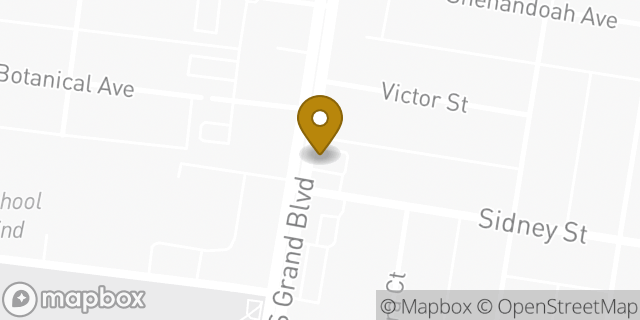 Map showing the location of Starbucks in St Louis, MO 63104