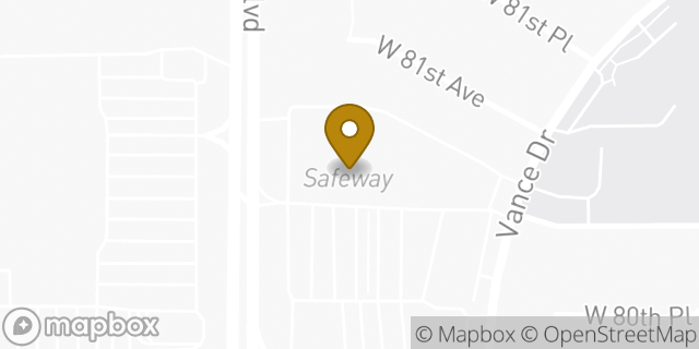 Map showing the location of Safeway in Arvada, CO 80003