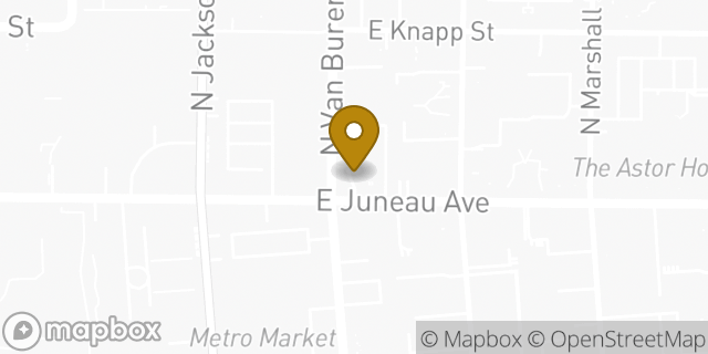 Map showing the location of Subway in Milwaukee, WI 53202