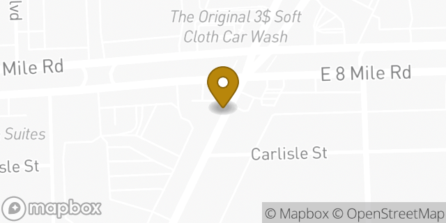 Map showing the location of Dunkin Donuts in Detroit, MI 48205