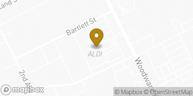 Map showing the location of Aldi in Highland Park, MI 48203