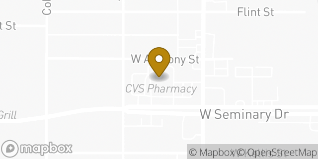 Map showing the location of ATM CVS in Fort Worth, TX 76115