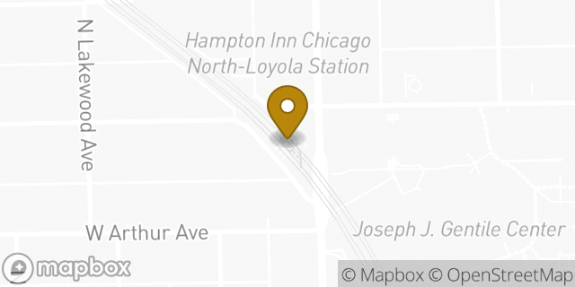 Map showing the location of Dunkin Donuts in Chicago, IL 60626
