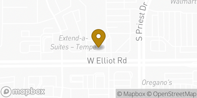 Map showing the location of Starbucks in Tempe, AZ 85284