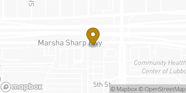 Map showing the location of Ave Q in Lubbock, TX 79415