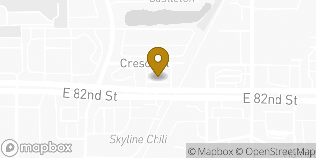 Map showing the location of Starbucks in Indianapolis, IN 46250