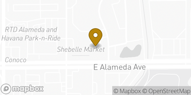 Map showing the location of Starbucks in Aurora, CO 80012