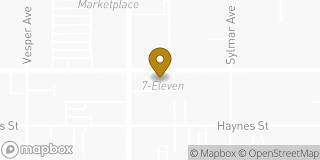 Map showing the location of 7-Eleven in Van Nuys, CA 91401