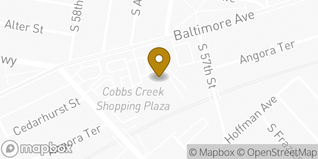 Map showing the location of AutoZone in Philadelphia, PA 19143