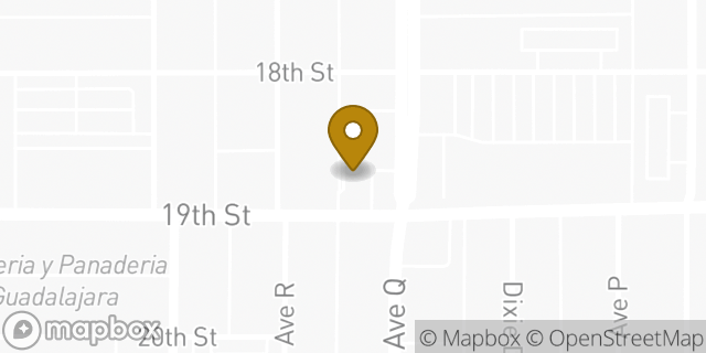 Map showing the location of Hwy 19 & Q Ave. in Lubbock, TX 79401