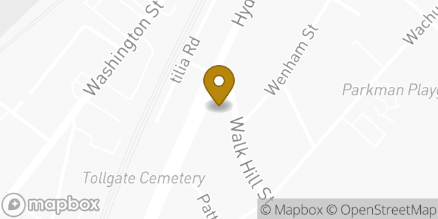 Map showing the location of Dunkin' in Jamaica Plain, MA 02130