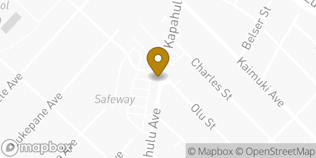 Map showing the location of Dunkin' Donuts in Honolulu, HI 96816