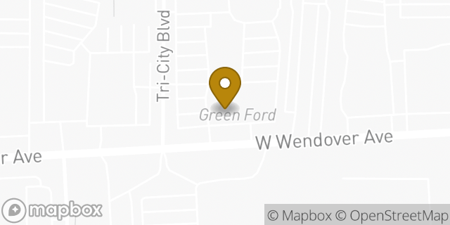 Map showing the location of Green Ford in Greensboro, NC 27407