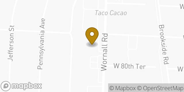 Map showing the location of AutoZone in Kansas City, MO 64114