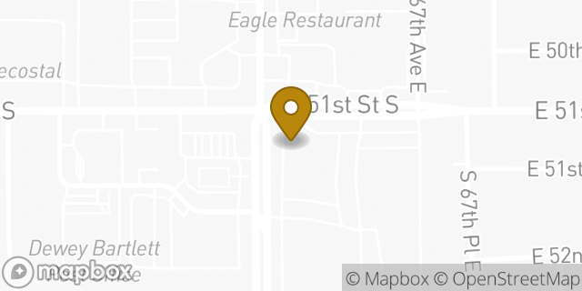 Map showing the location of Bank Of America in Tulsa, OK 74145