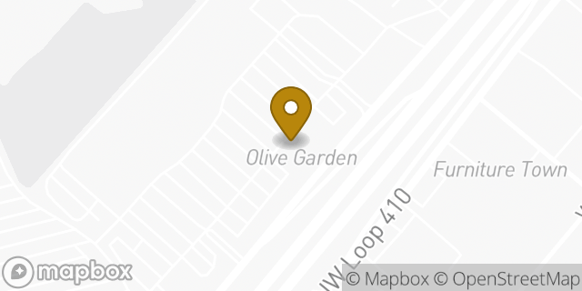Map showing the location of Olive Garden in San Antonio, TX 78238