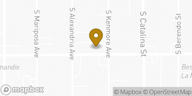 Map showing the location of Starbucks in Los Angeles, CA 90020