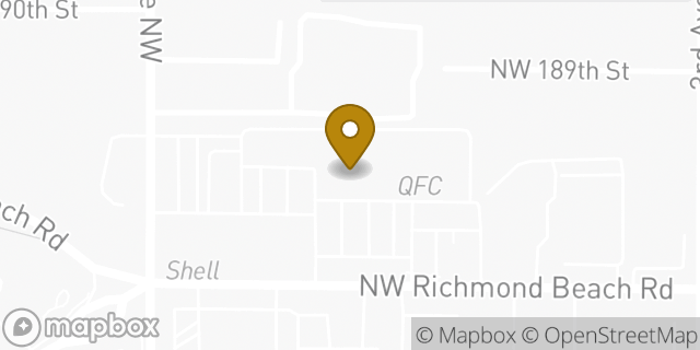 Map showing the location of Starbucks Coffee Company in Shoreline, WA 98177
