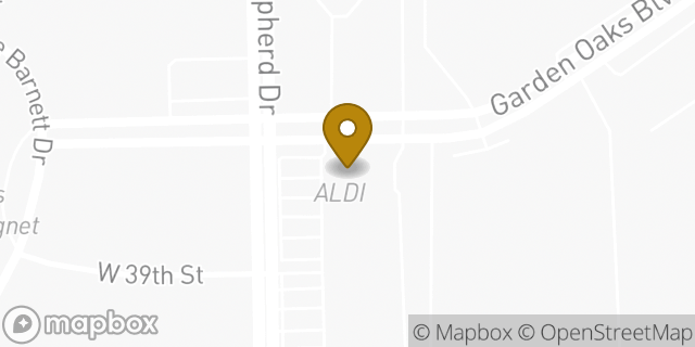 Map showing the location of Aldi in Houston, TX 77018