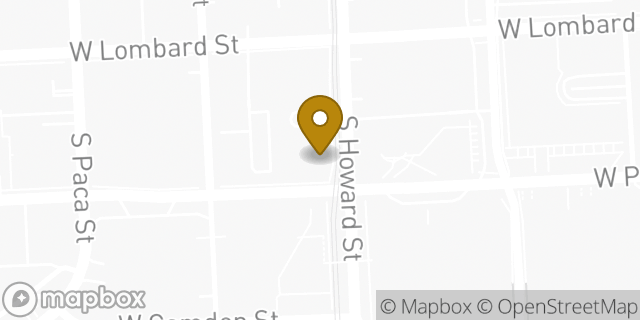Map showing the location of Chipotle Mexican Grill in Baltimore, MD 21201