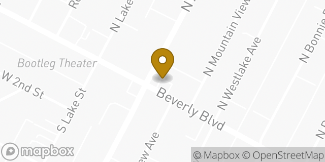 Map showing the location of 7-Eleven in Los Angeles, CA 90057