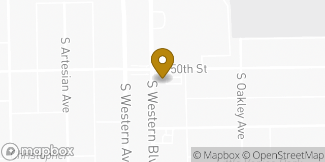 Map showing the location of Dunkin' in Chicago, IL 60609