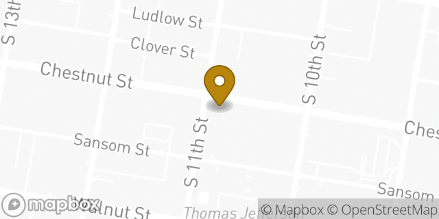 Map showing the location of Starbucks in Philadelphia, PA 19107