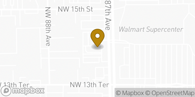 Map showing the location of Starbucks in Doral, FL 33172