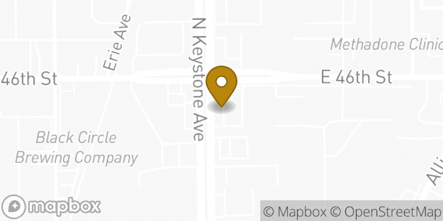 Map showing the location of Budget Car Rental in Indianapolis, IN 46205