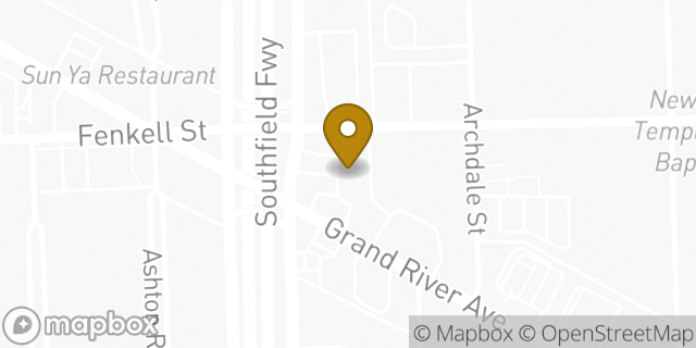 Map showing the location of Subway in Detroit, MI 48227