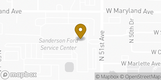 Map showing the location of Sanderson Ford in Glendale, AZ 85301