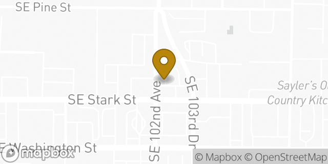 Map showing the location of Starbucks in Portland, OR 97216