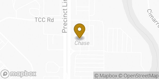 Map showing the location of Chase Bank in Hurst, TX 76054
