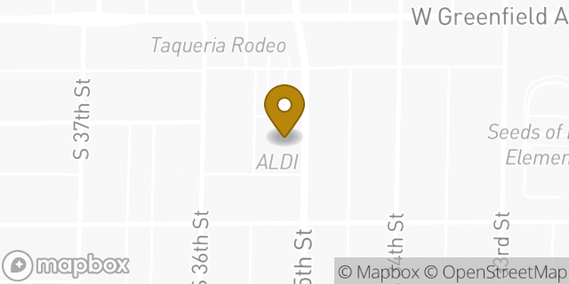 Map showing the location of Aldi in Milwaukee, WI 53215