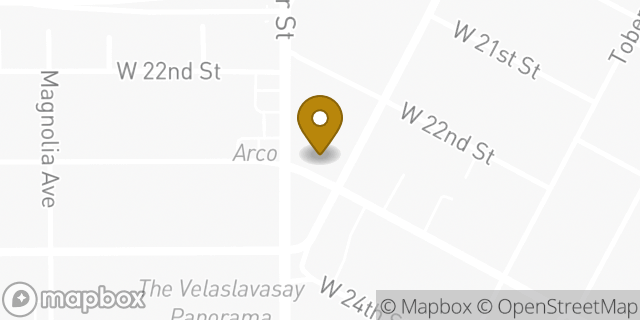 Map showing the location of Papa John's Pizza in Los Angeles, CA 90007