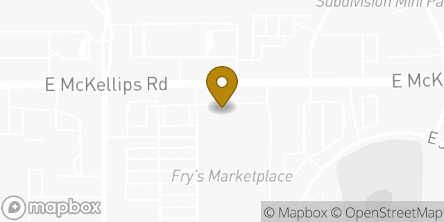 Map showing the location of Subway in Mesa, AZ 85203