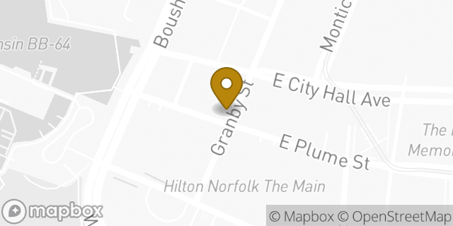 Map showing the location of Starbucks in Norfolk, VA 23510