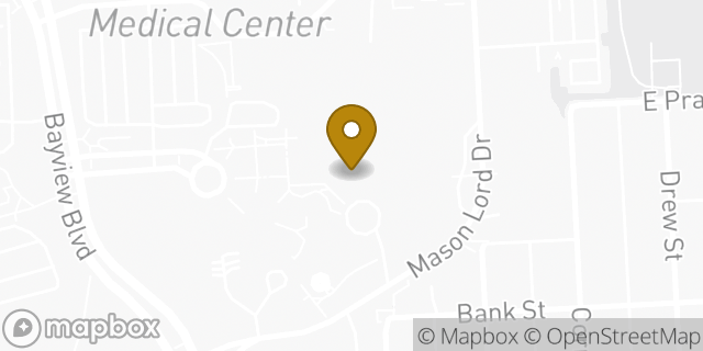 Map showing the location of Johns Hopkins Burn Center in Baltimore, MD 21224