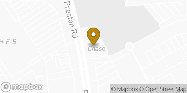 Map showing the location of Chase Bank in Plano, TX 75093
