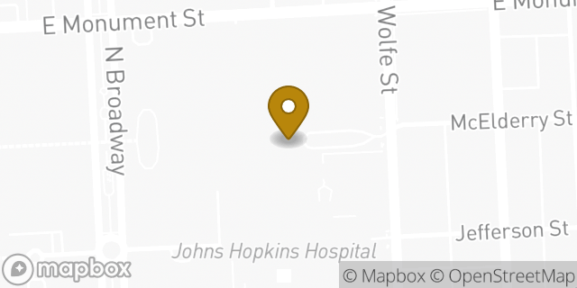 Map showing the location of Johns Hopkins Pediatric Ophthalmology in Baltimore, MD 21287
