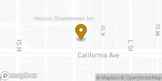Map showing the location of Starbucks in Bakersfield, CA 93301