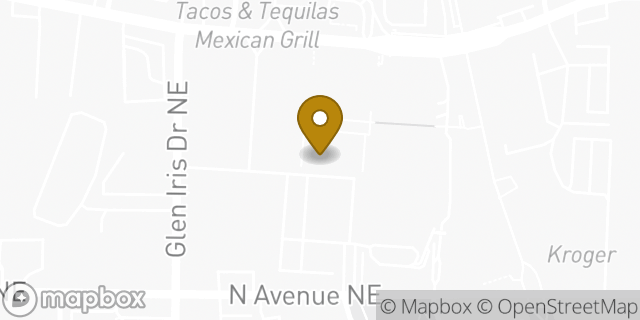 Map showing the location of Lululemon in Atlanta, GA 30308